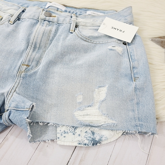FRAME Le Beau Shorts Canter Cut distressed NEW - Picture 4 of 6